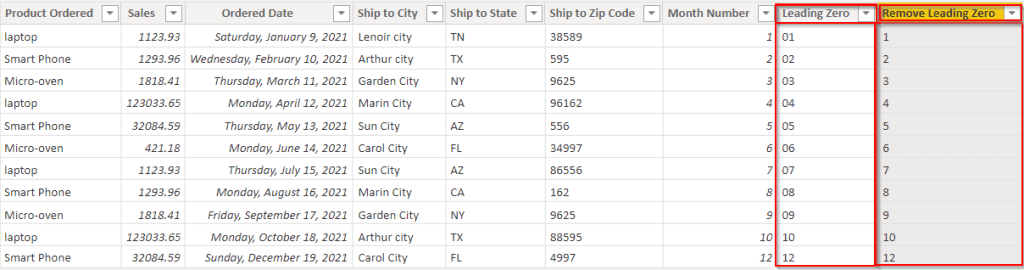 Remove leading zeros in Power BI