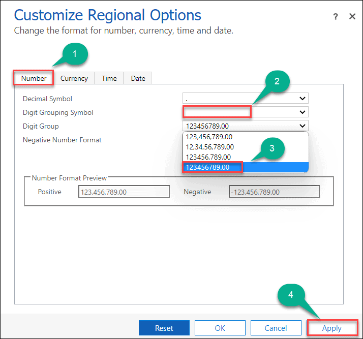 Remove thousand separator from dataverse number column