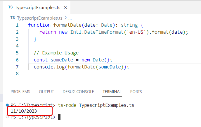 remove time from date in typescript