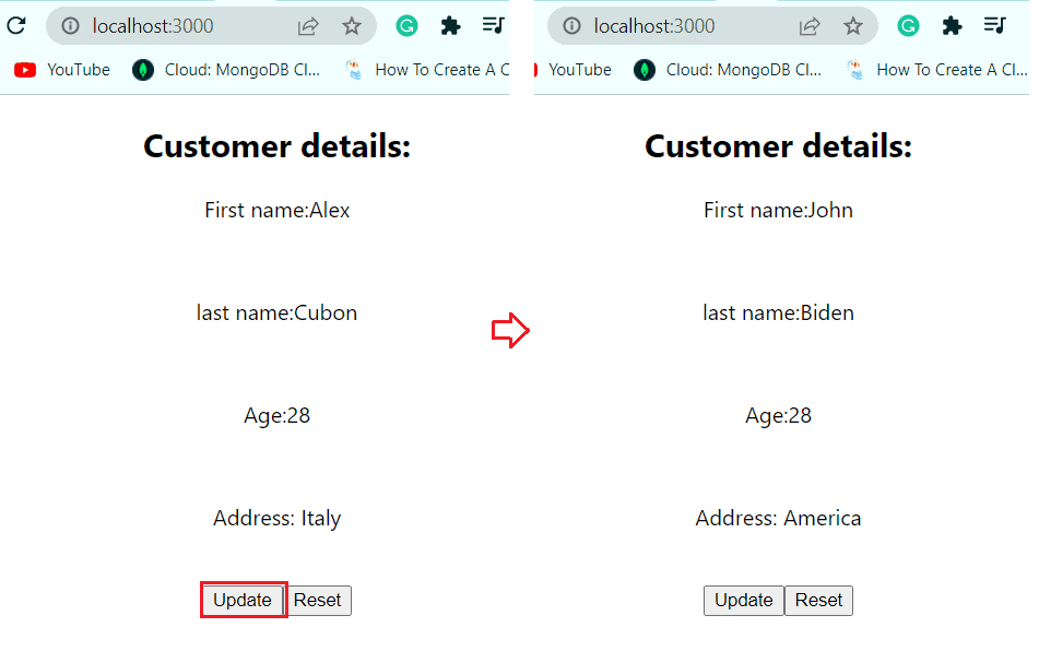 Reset state react js