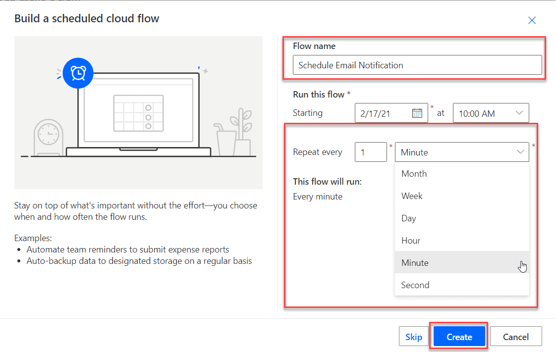 power automate schedule flow