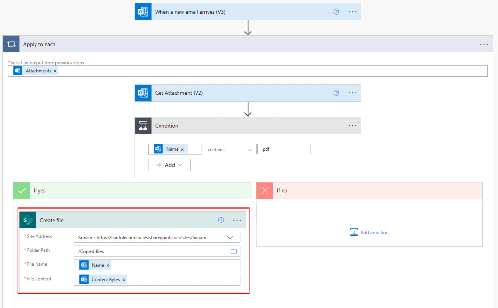 Save email attachments based on attachment name Power Automate