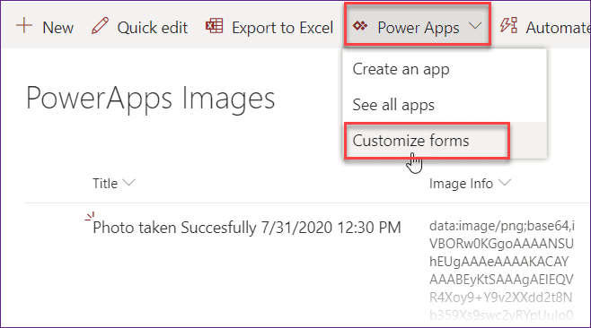 Save image in SharePoint list without using Power apps flow