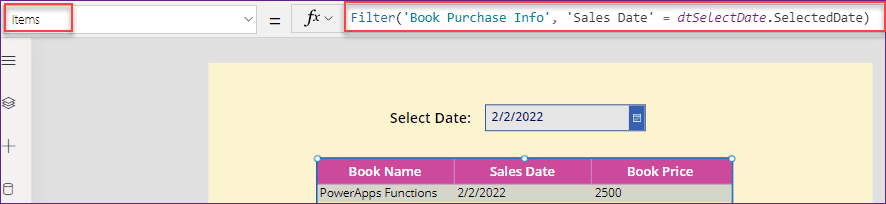 search by date in PowerApps