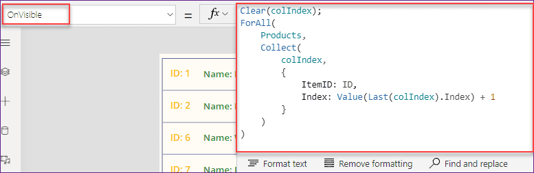 Search Gallery get item index PowerApps