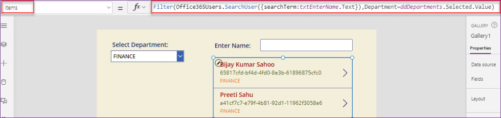 search office 365 users in PowerApps