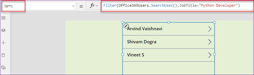 Search User by job title in PowerApps