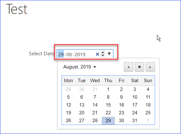 how to set current date in datepicker using javascript