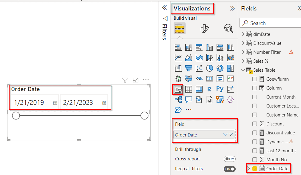 Setting a default value for between date slicer