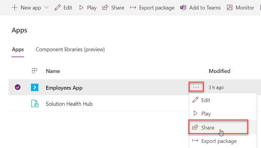 share power apps app
