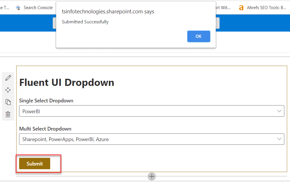 spfx fluent ui react dropdown example