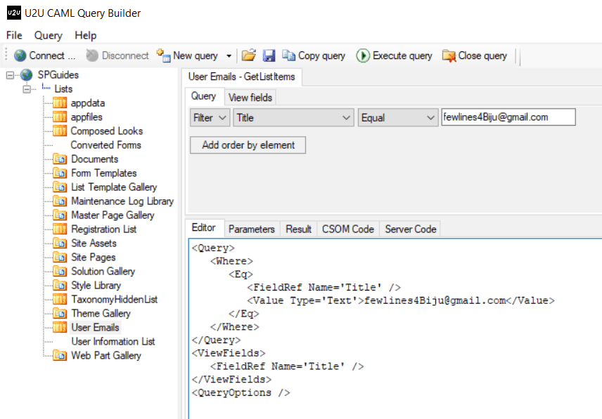 sharepoint online caml query example