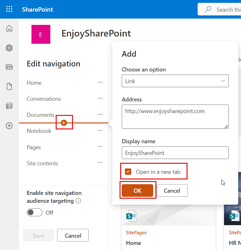 sharepoint online left navigation menu customization