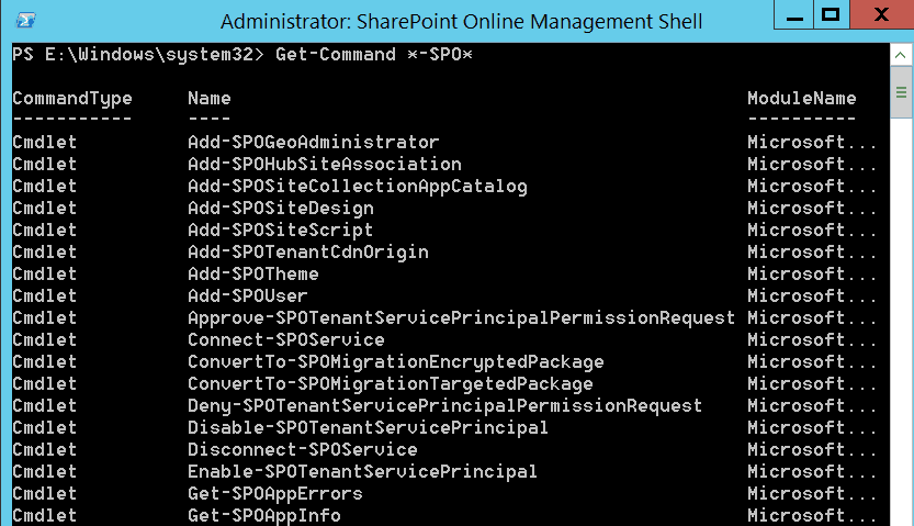 SharePoint Online Management Shell Commands