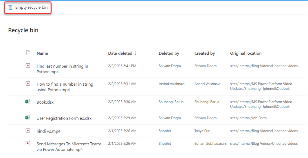 SharePoint Online recycle bin settings