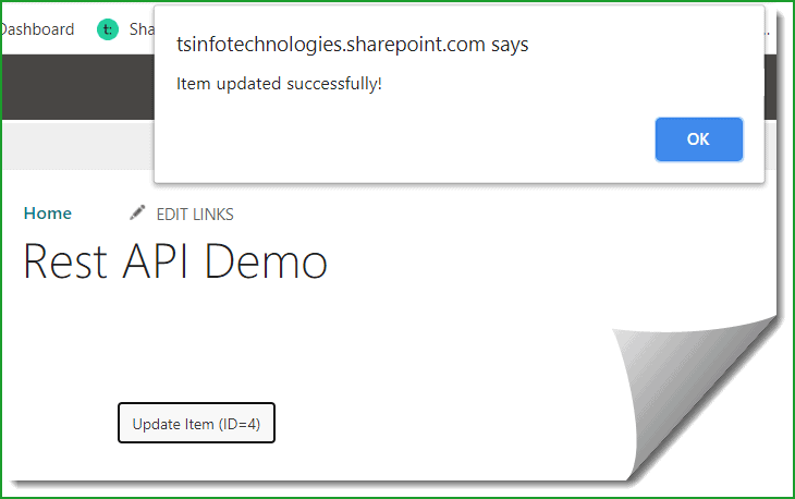 sharepoint rest api update list item