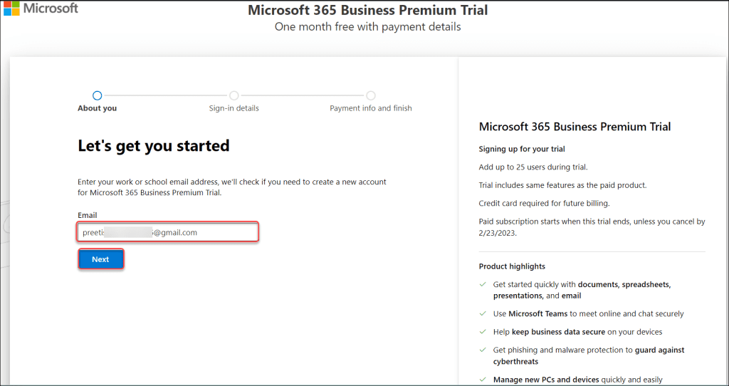 SharePoint trial