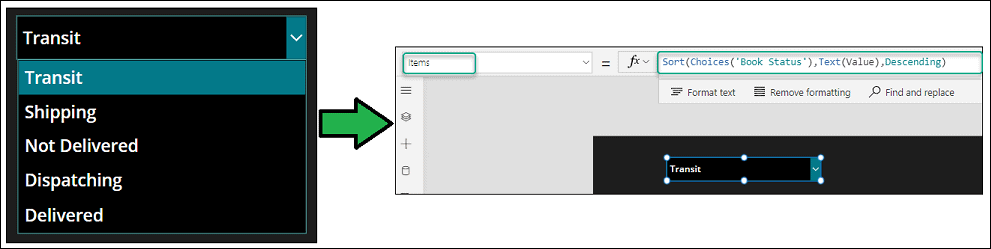 Sort Dataverse Choice Column in Power Apps