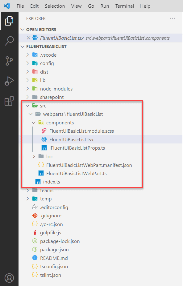 SPFx Fluent UI Basic List