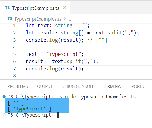 split in typescript