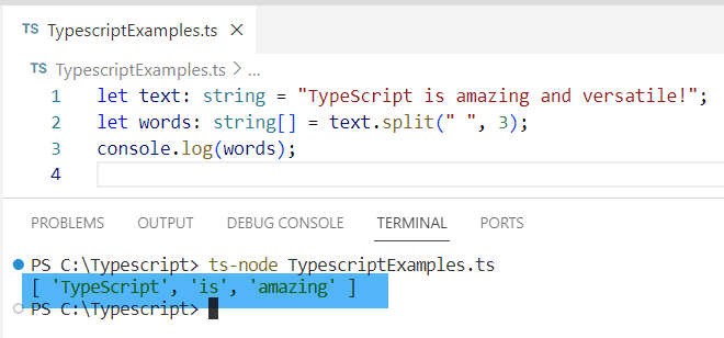 split typescript