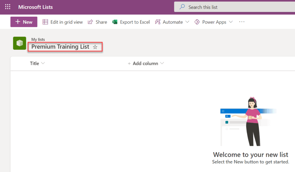 How to create a list in Microsoft Lists