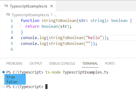 string to boolean typescript