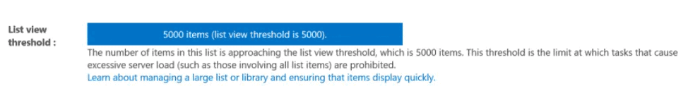 the attempted operation is prohibited because it exceeds the list view threshold.