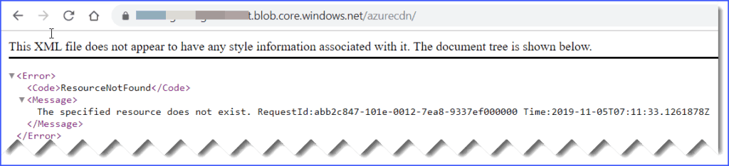 the specified resource does not exist azure blob