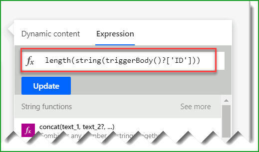 unable to process template language expressions for action 'condition' at line '0' and column '0': 'the template language function 'length' expects its parameter to be an array or a string. the provided value is of type 'object'.