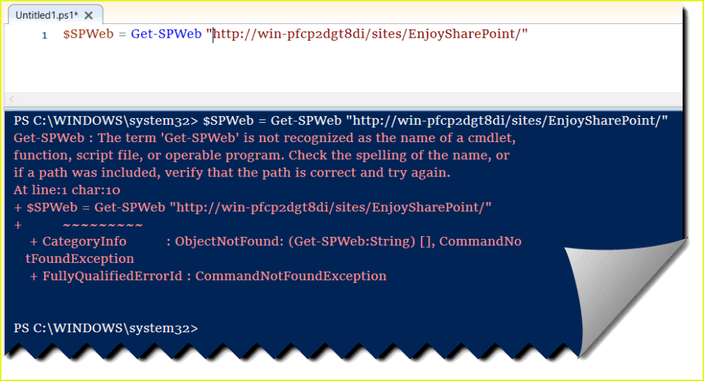 the term 'get-spweb' is not recognized as the name of a cmdlet function