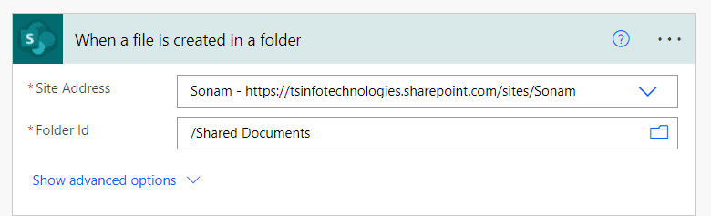 Trigger the flow when a file is created in a folder