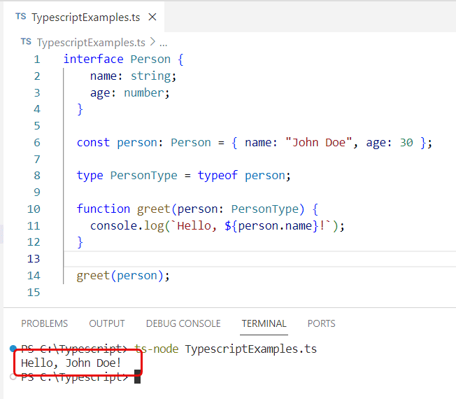 typeof Keyword in Typescript