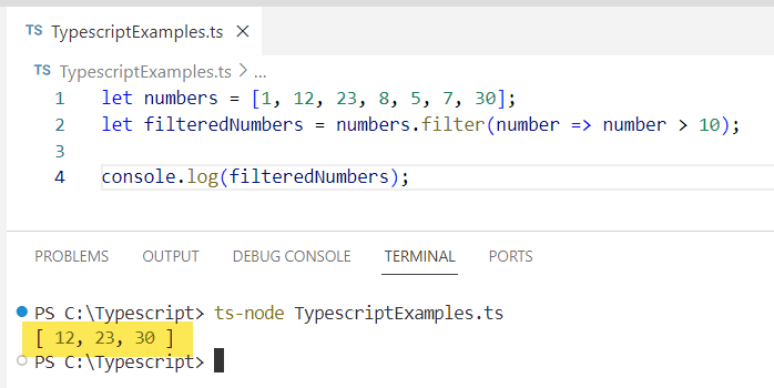 TypeScript Array filter() Method