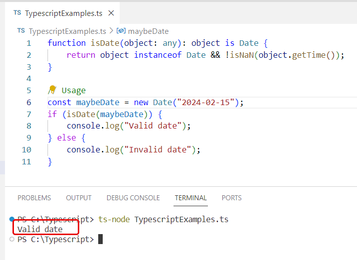 typescript check date is valid