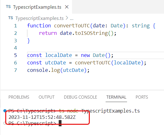 typescript convert date to utc