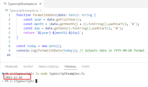 typescript date format yyyy-mm-dd