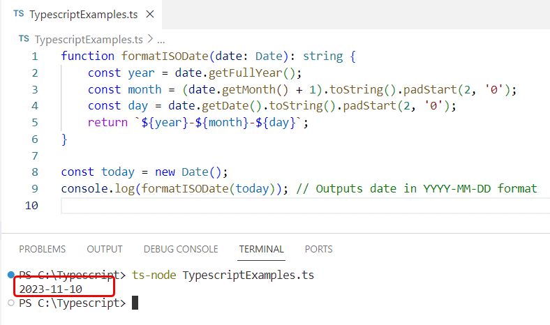 typescript date format yyyy-mm-dd