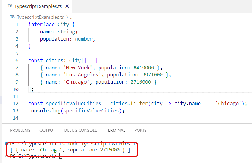 typescript filter array of objects by value