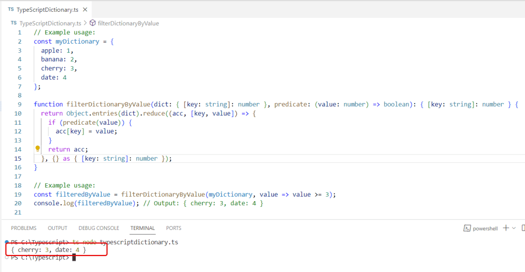 typescript filter dictionary