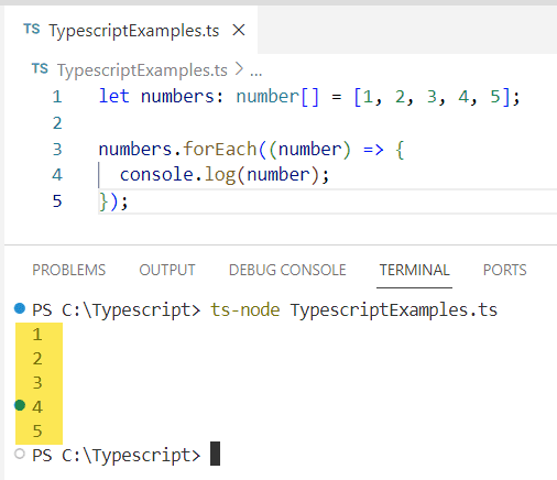 typescript iterate over array