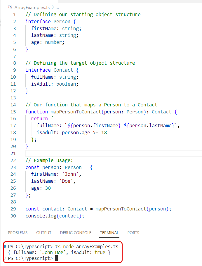 typescript map object to another