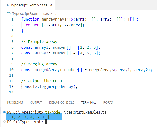 typescript merge two arrays