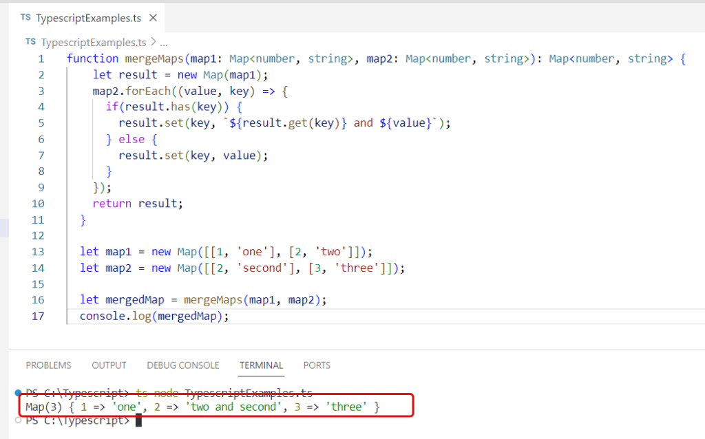 typescript merge two maps