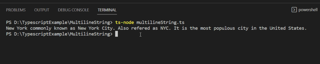 Typescript Multiline String using backslash