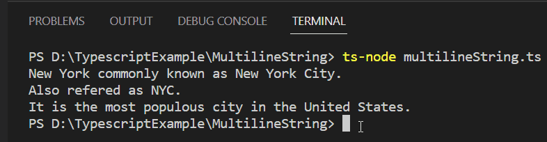 Typescript Multiline String using line break sequence character 