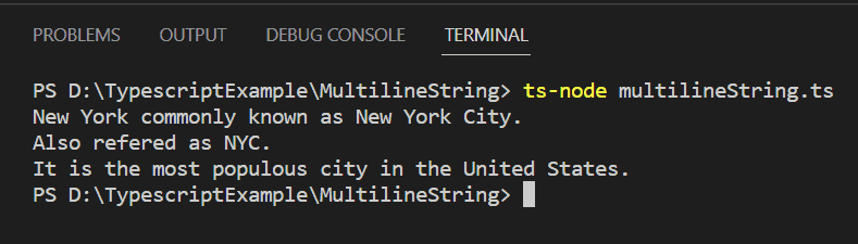 Typescript Multiline String using template literals