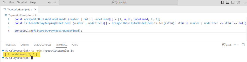 typescript remove null values from an array