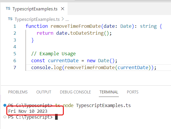 typescript remove time from date