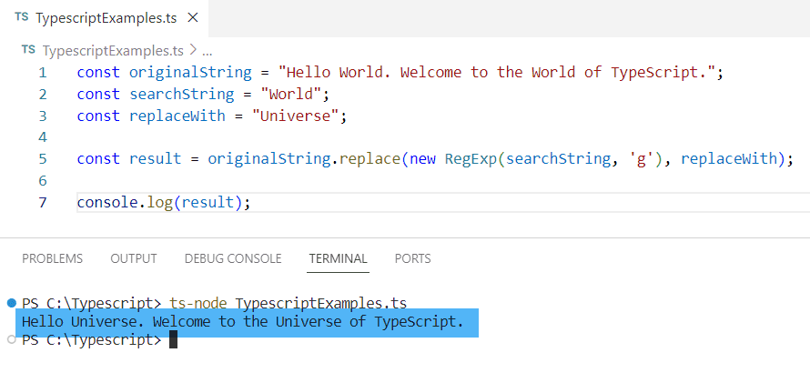 typescript replace all occurrences in string